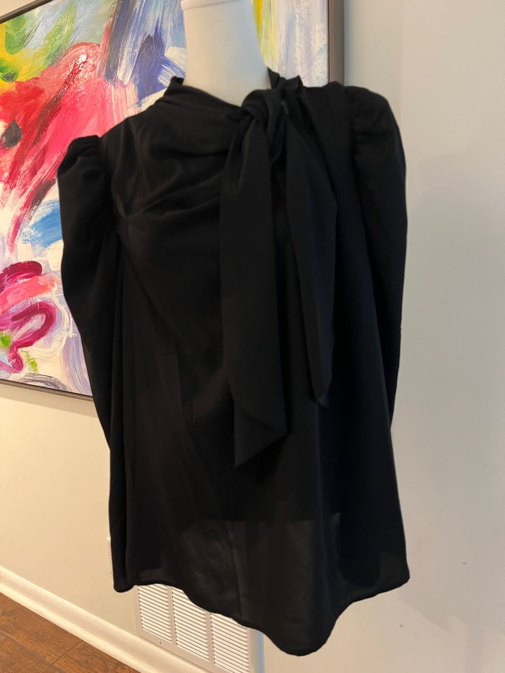 Like new! Elegant Black Bow-Neck Women's Top